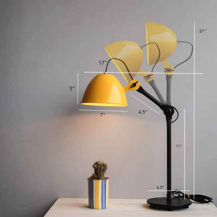 De Stijl 1917 Inspired Swing-Arm Yellow Decorative Desk Lamp - The Black Steel
