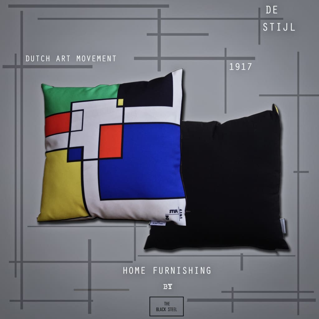 De Stijl Abstract Geometric Design Cushion - Set of 2 - The Black Steel
