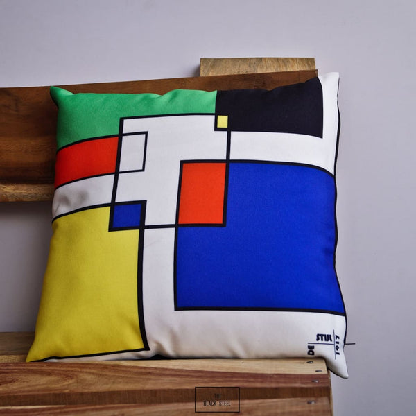 De Stijl Abstract Geometric Design Cushion - Set of 2 - The Black Steel