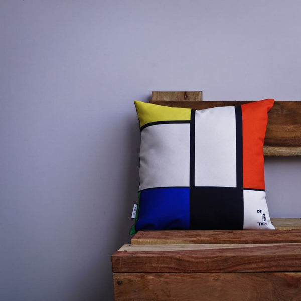 De Stijl Abstract Line Pop Art Cushion - Set of 2 - The Black Steel