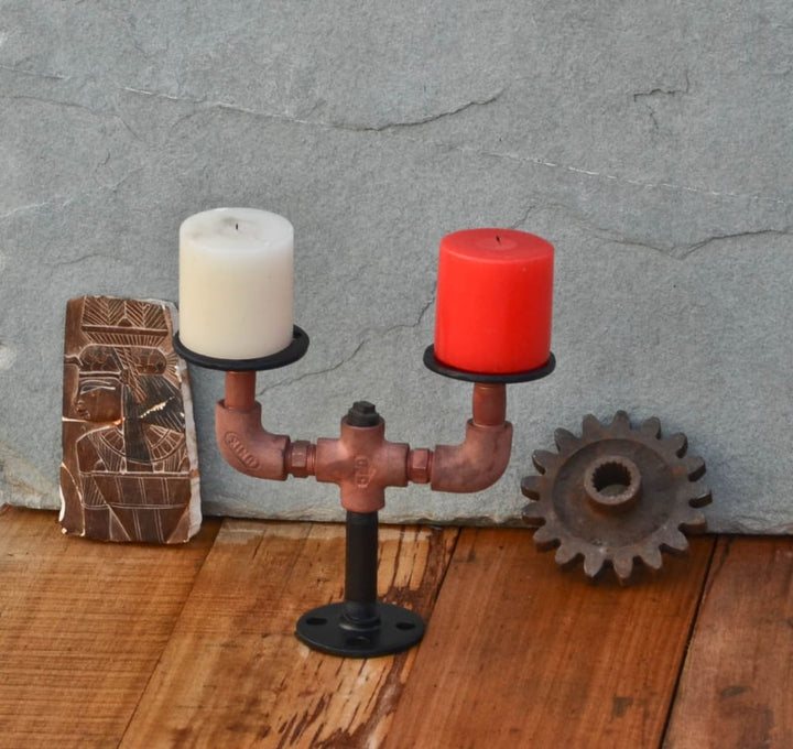 Dine-in Industrial Candle Holder - The Black Steel