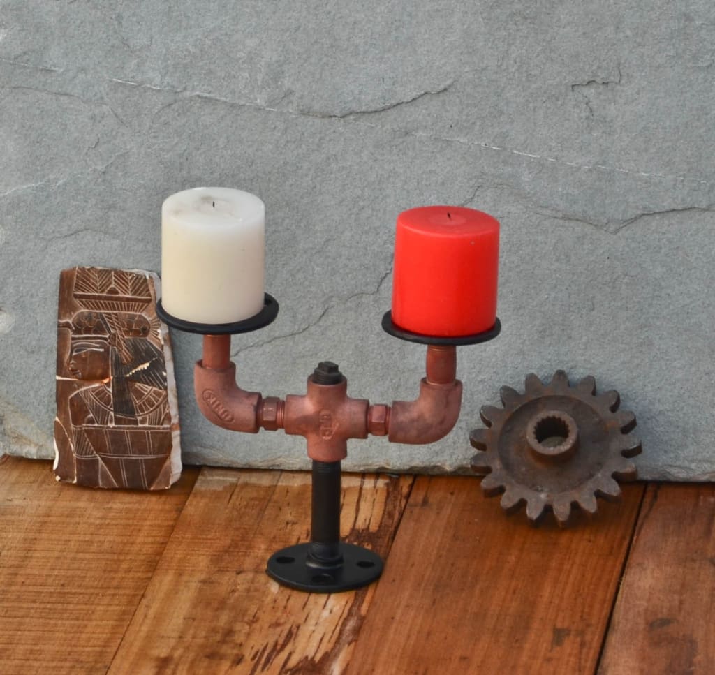 Dine-in Industrial Candle Holder - The Black Steel