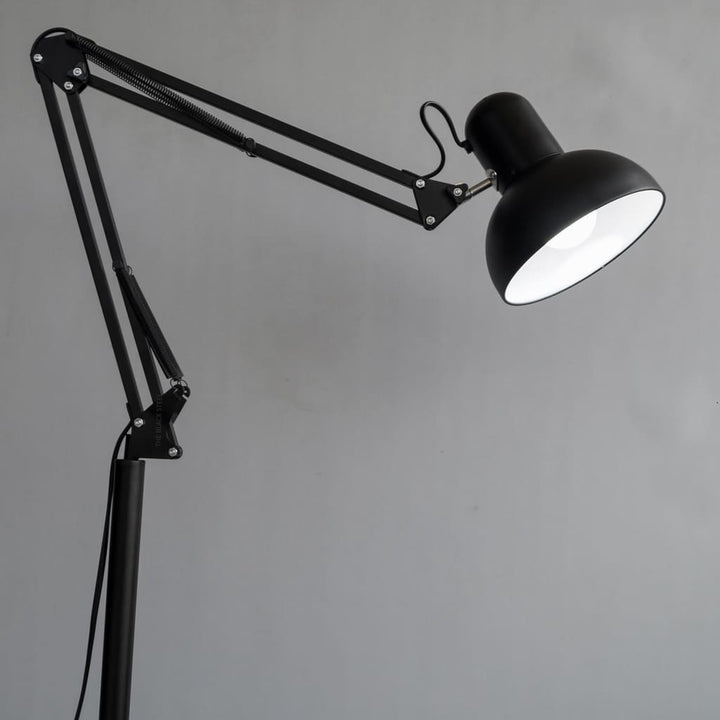 Flamingo Black Swing-Arm Minimal Decor LED Floor Lamp - The Black Steel