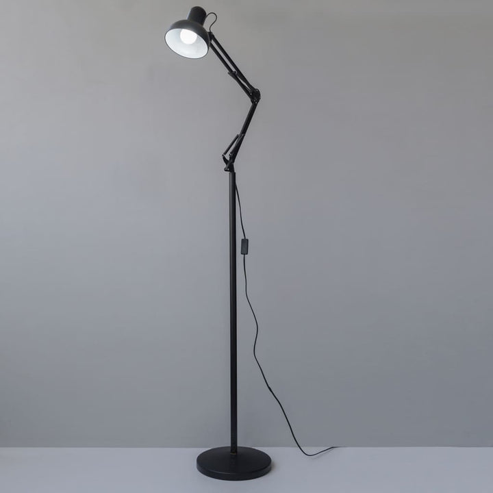 Flamingo Black Swing-Arm Minimal Decor LED Floor Lamp - The Black Steel