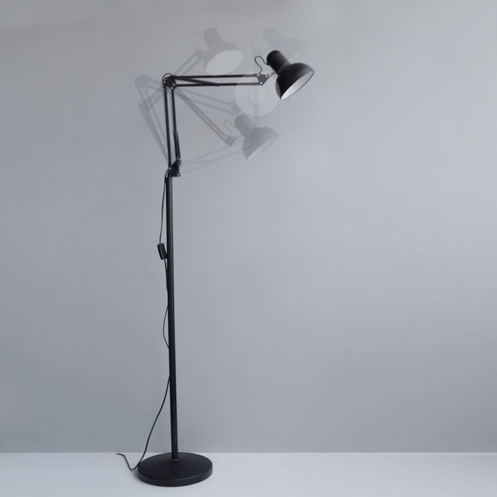 Flamingo Black Swing-Arm Minimal Decor LED Floor Lamp - The Black Steel