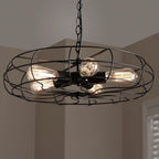 Flywheel Industrial Pendant Cage Lamp - The Black Steel