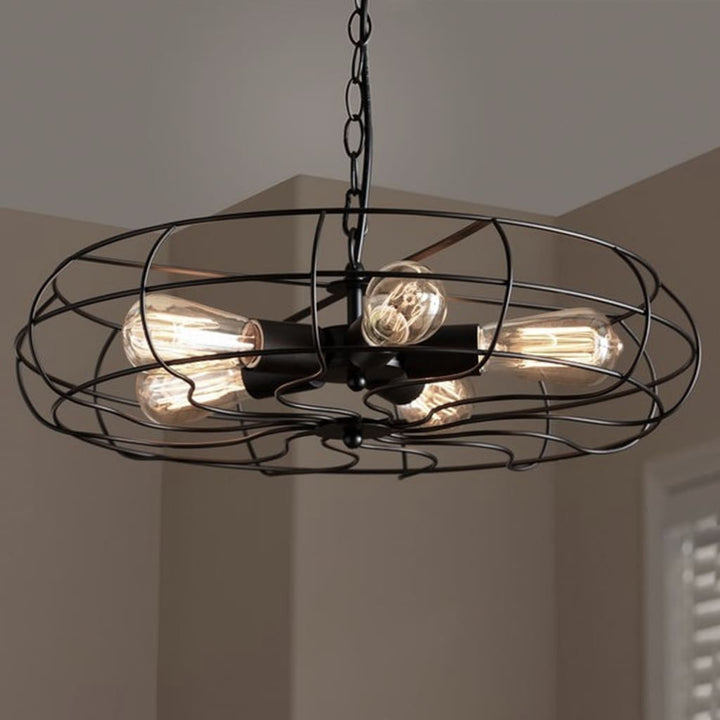 Flywheel Industrial Pendant Cage Lamp - The Black Steel