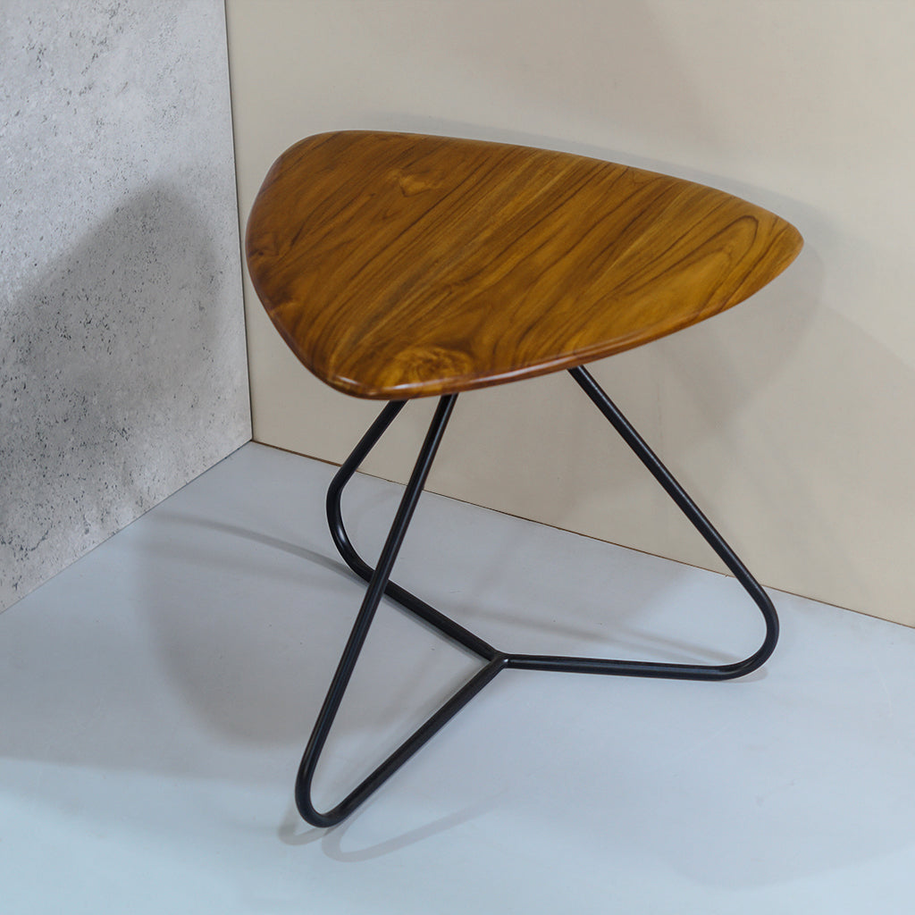 industrial centre table brown teak wood iron metal frame black coffee table