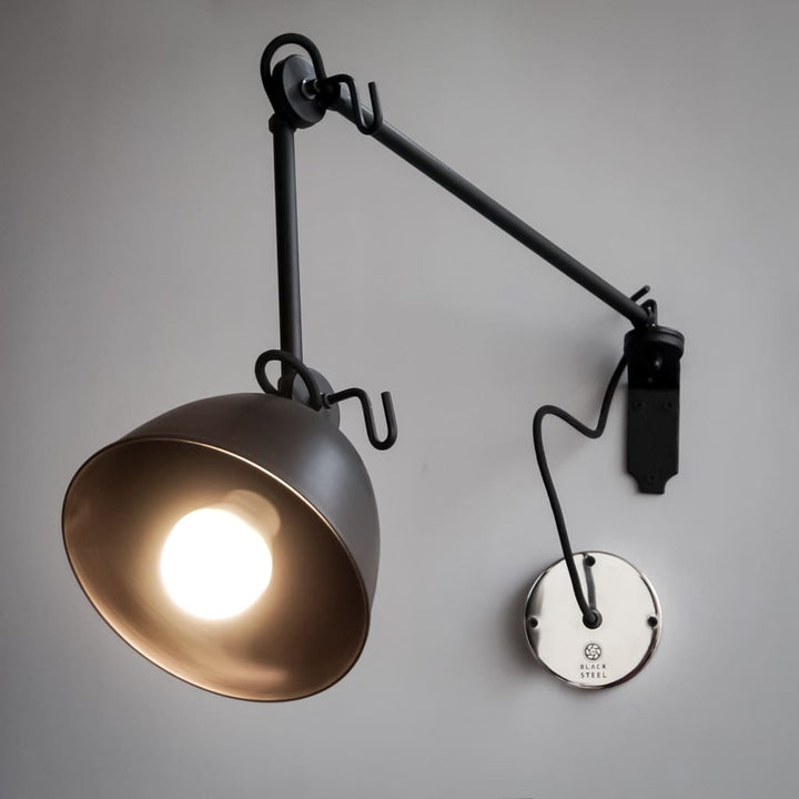 Galaxy Black Swing-Arm Wall Lamp - The Black Steel