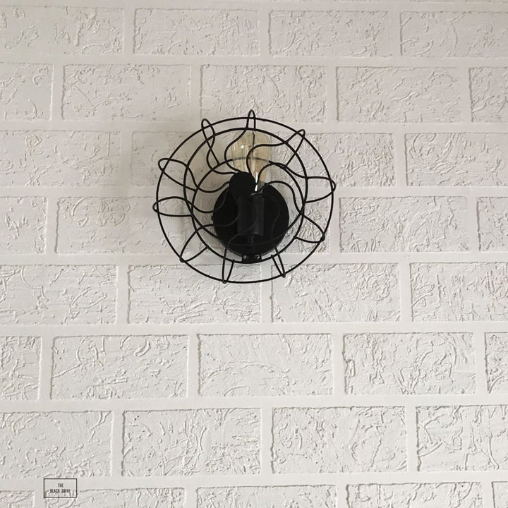 Geometric Wave Industrial Wall Sconce - The Black Steel