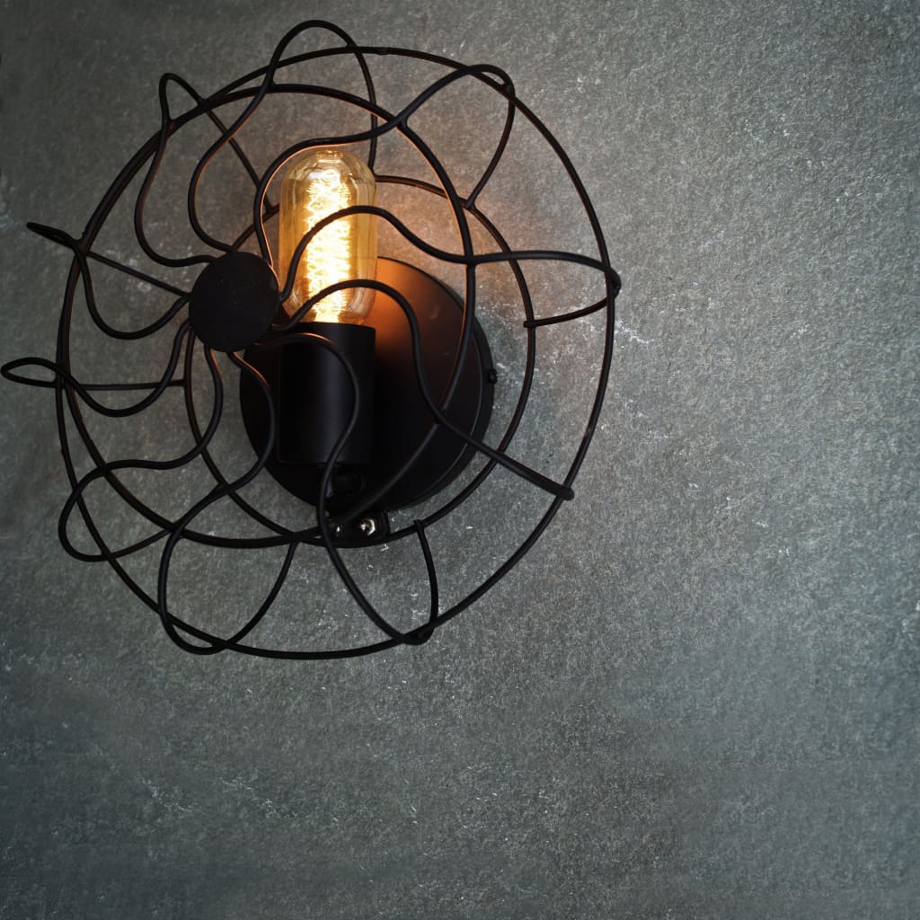 Geometric Wave Industrial Wall Sconce - The Black Steel