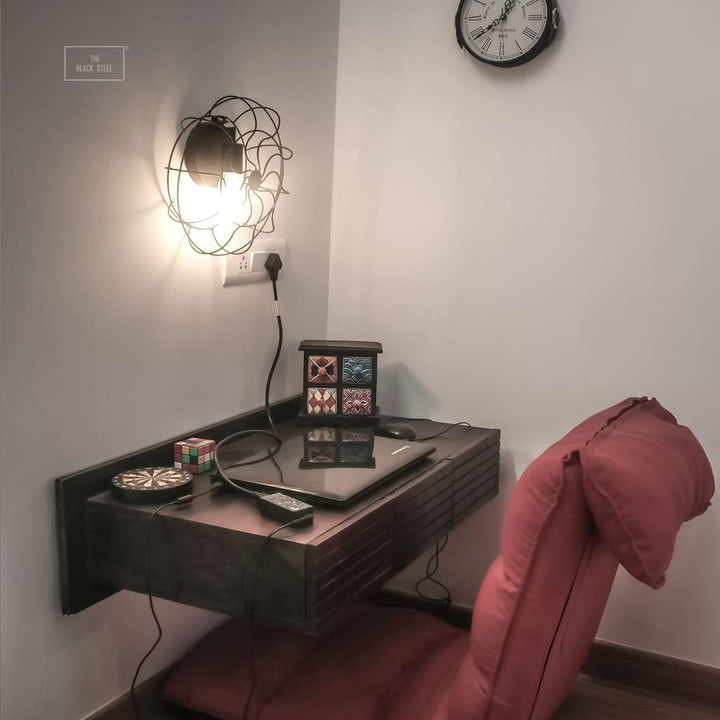 Geometric Wave Industrial Wall Sconce - The Black Steel