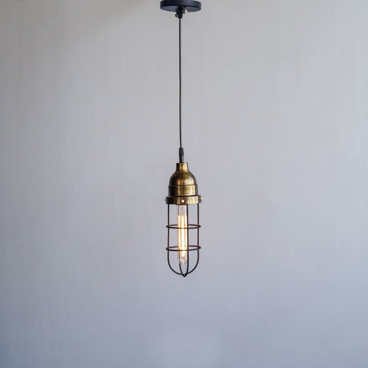 Gold Cage Industrial Pendant Lighting - The Black Steel