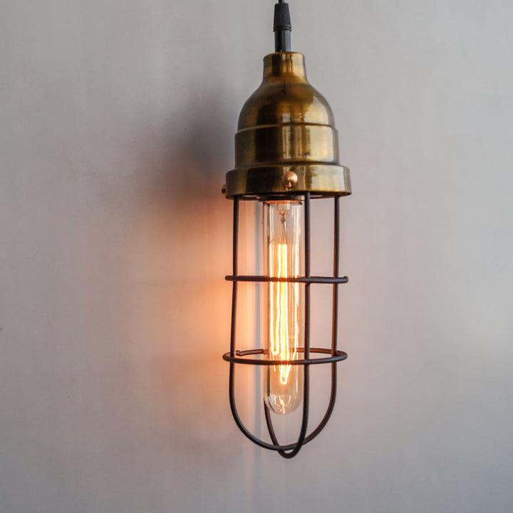 Gold Cage Industrial Pendant Lighting - The Black Steel