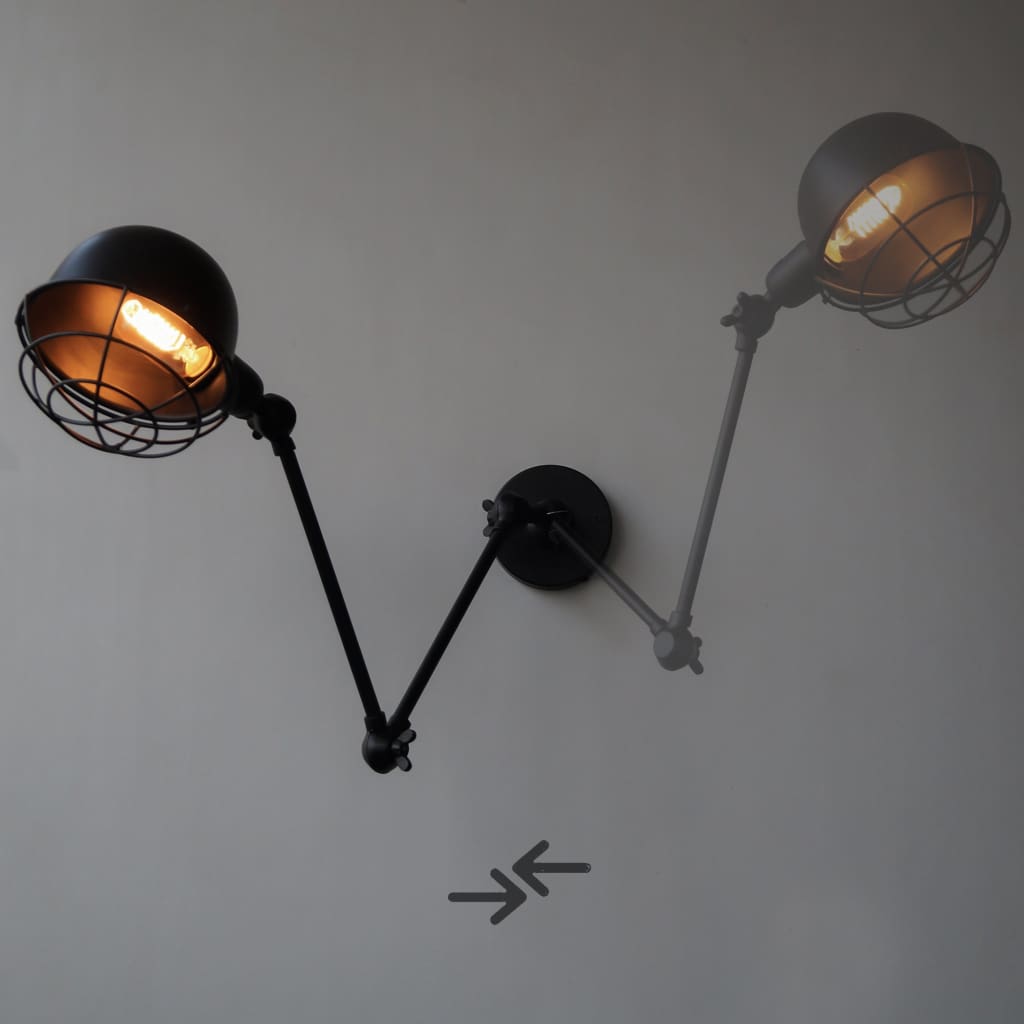 Industrial Retro Vintage Swing-Arm Wall Sconce - The Black Steel