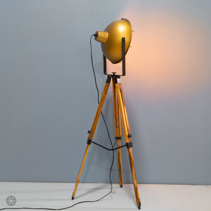Barn Style Loft Metal and Wood Tripod Floor Lamp - The Black Steel