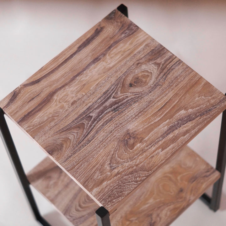 bedside teak wood table metal