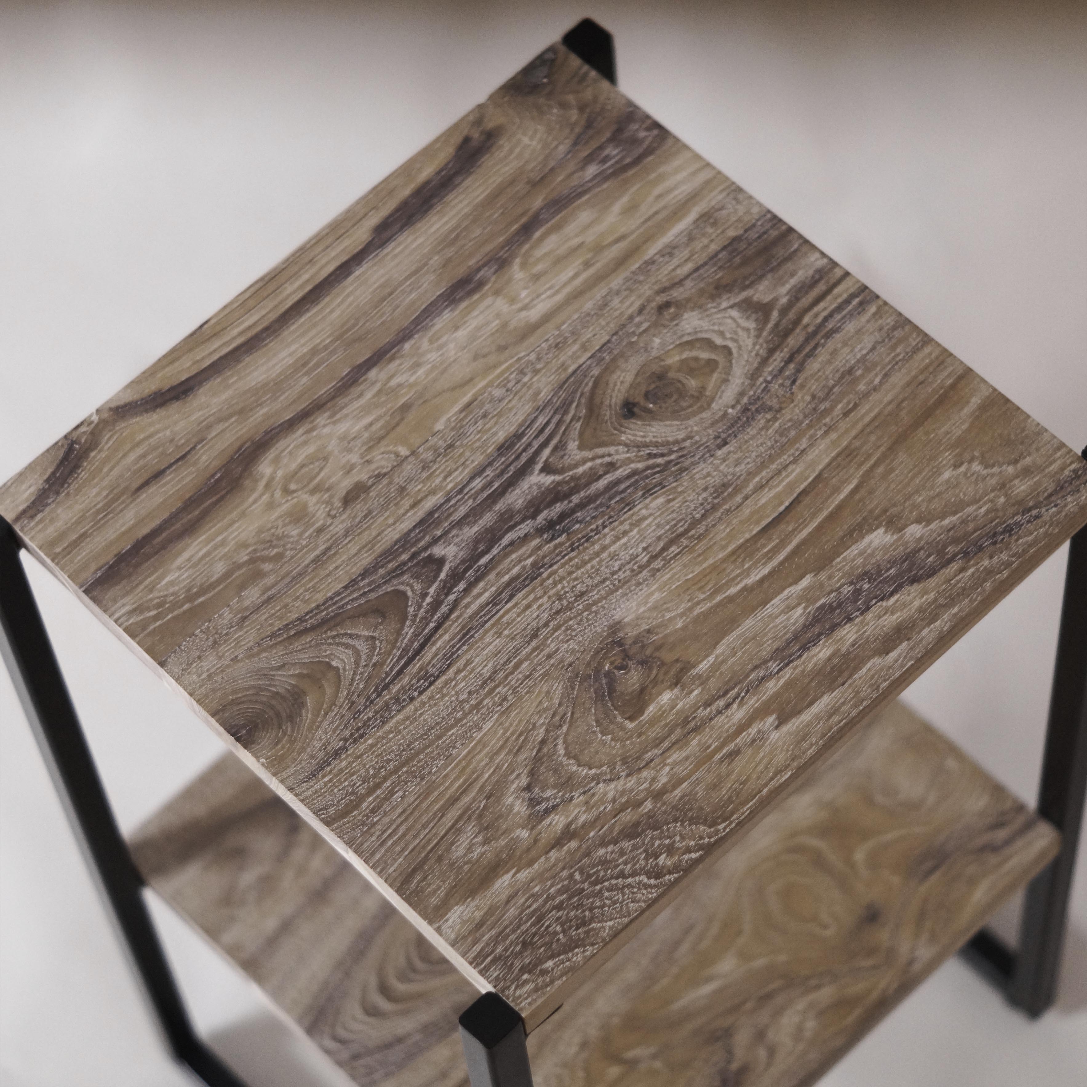 bedside teak wood table metal