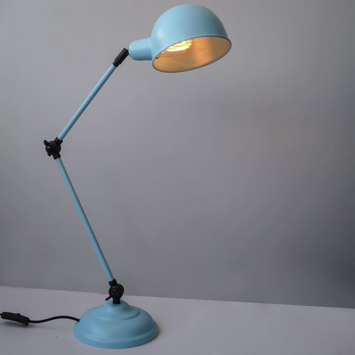 Laurent Arched Mid-Century Blue Desk Lamp - The Black Steel