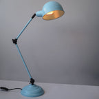 Laurent Arched Mid-Century Blue Desk Lamp - The Black Steel