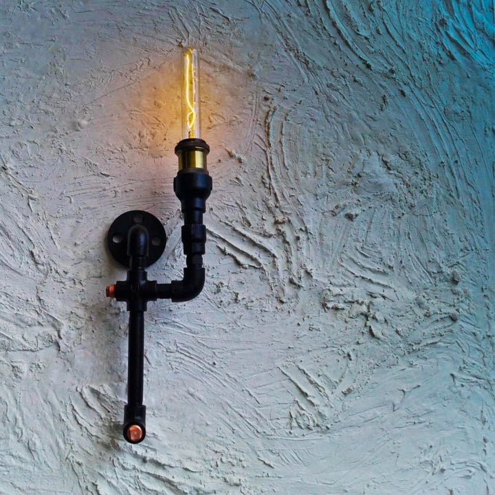 Low-Key Dawn Industrial Wall Lamp - The Black Steel