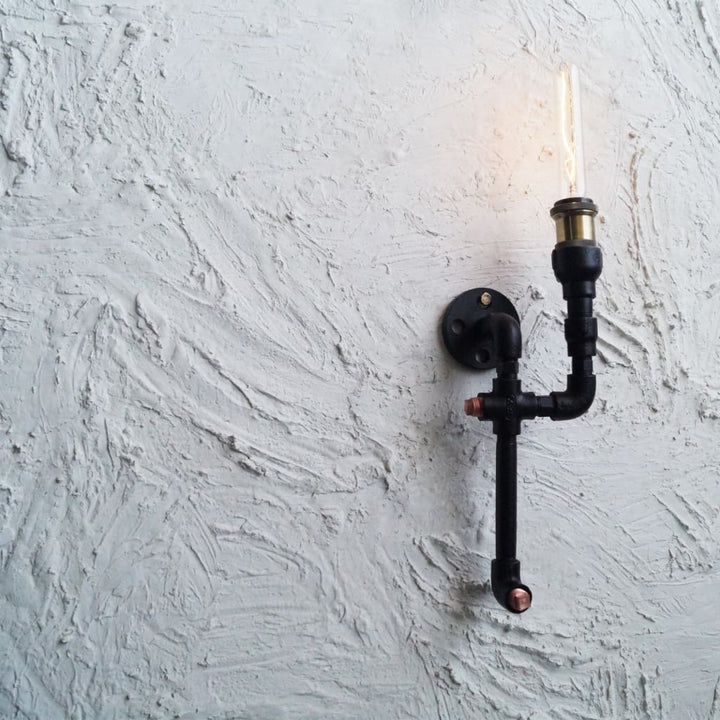 Low-Key Dawn Industrial Wall Lamp - The Black Steel