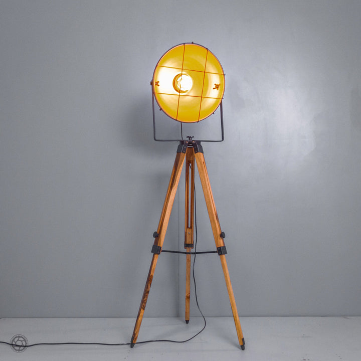 Barn Style Loft Metal and Wood Tripod Floor Lamp - The Black Steel