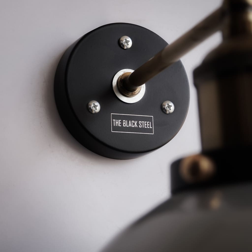 Metallic Silver Finish Industrial Retro Dome Wall Sconce - The Black Steel