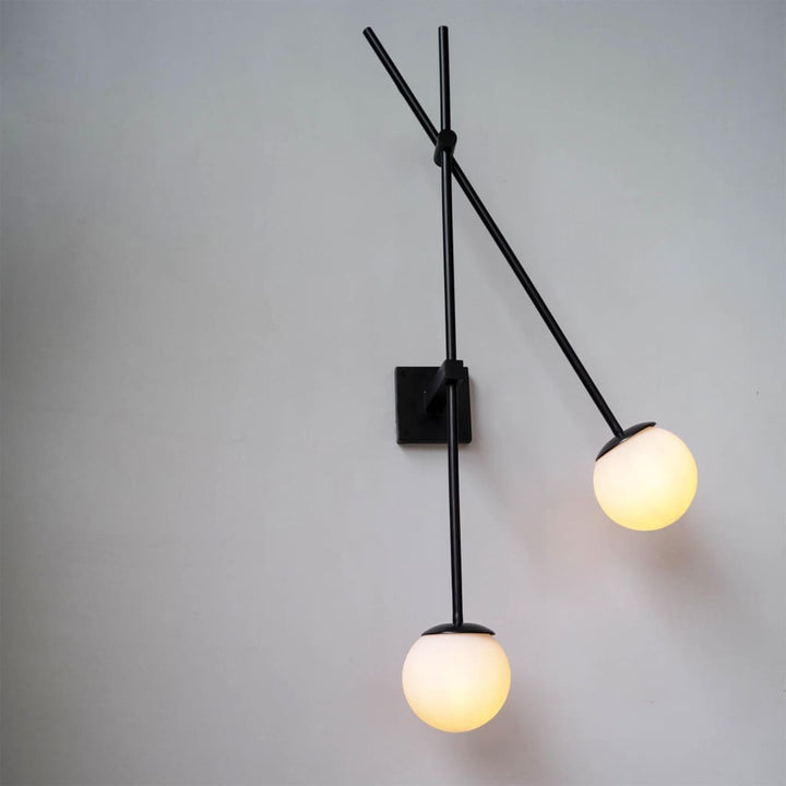 Minimalistic Frosted Glass Wall Light Fixture - The Black Steel