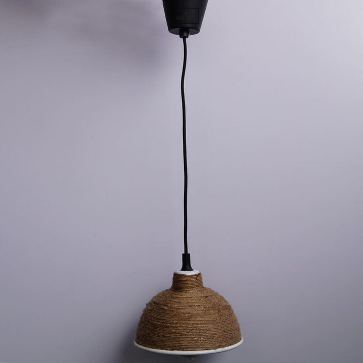Modern Rope Industrial Style White Lamp Shade Pendant Lighting - The Black Steel
