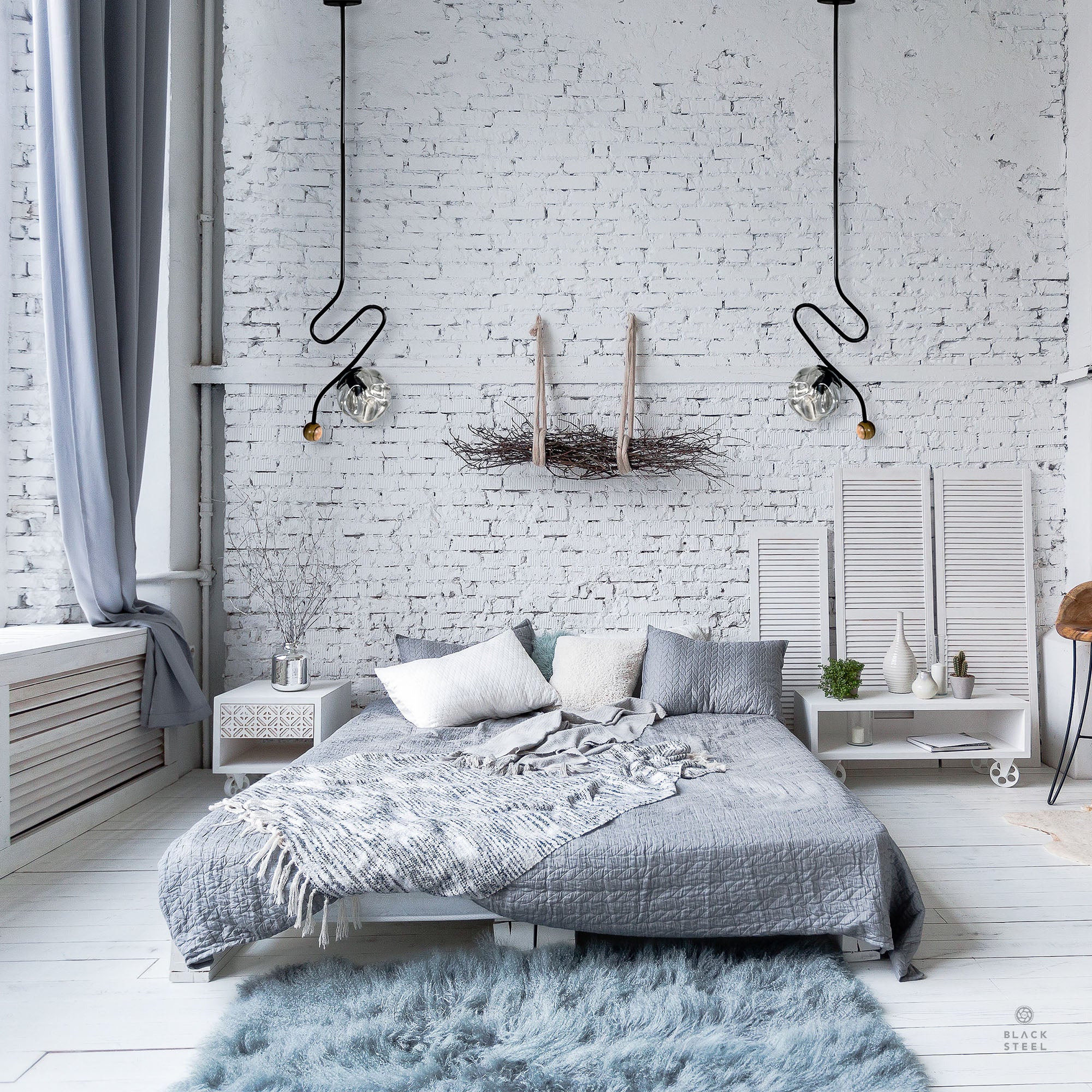 Wave Black Hanging Light - The Black Steel