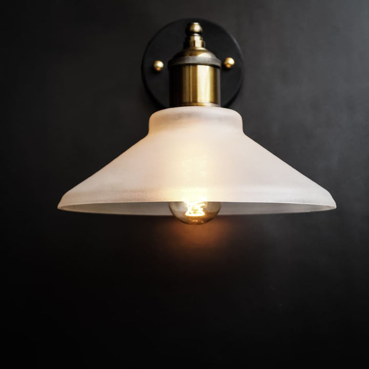 Nordic Conical Glass Wall Sconce Frosted Shade - The Black Steel