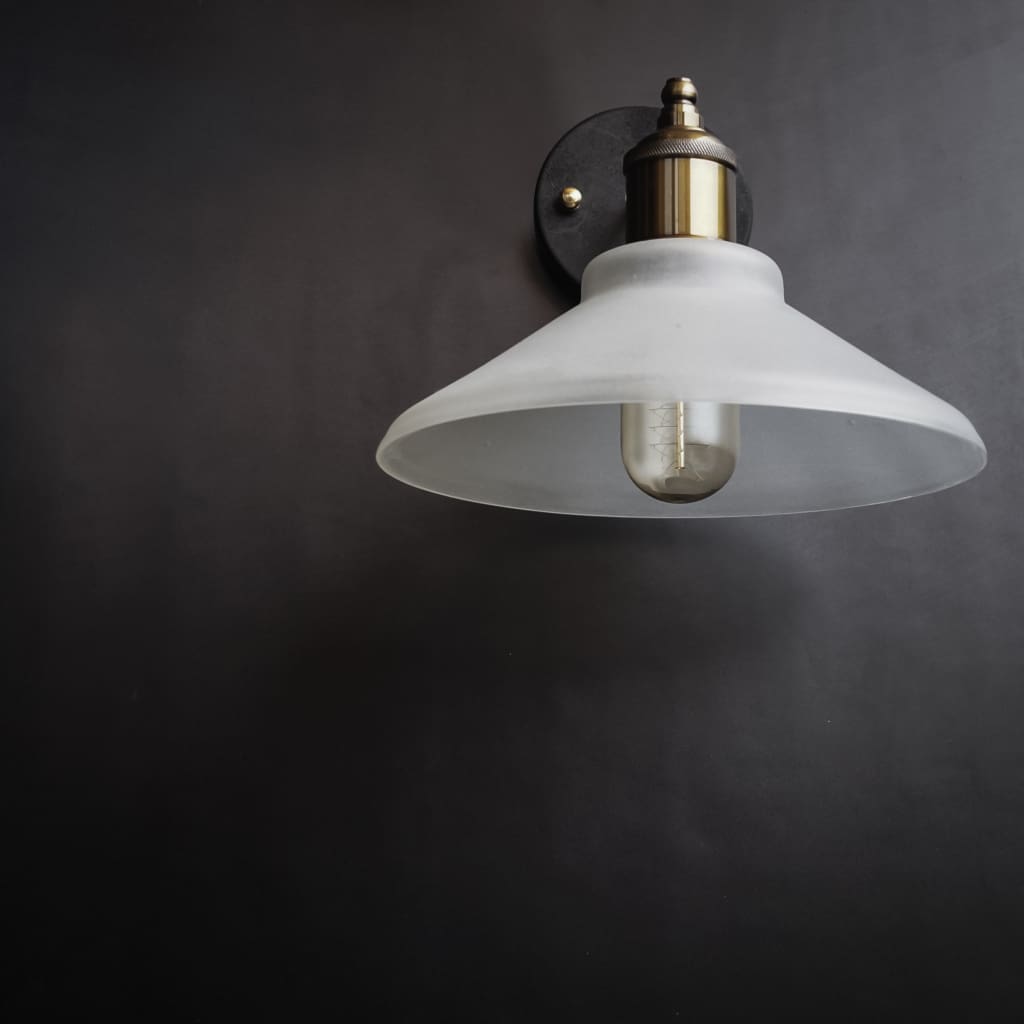 Nordic Conical Glass Wall Sconce Frosted Shade - The Black Steel