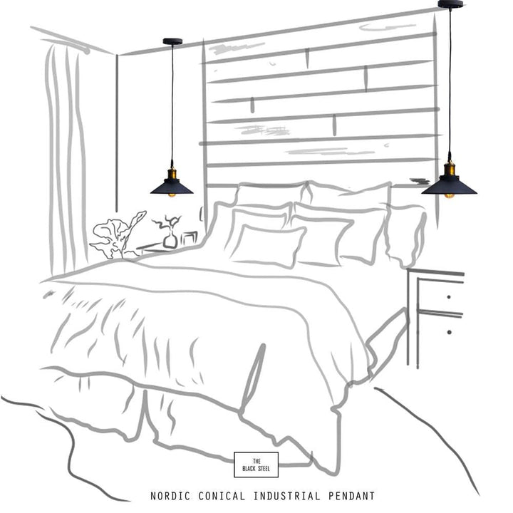 Nordic Conical Midnight Gold Industrial Ceiling Pendant Light - The Black Steel