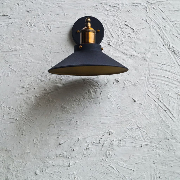 Nordic Conical Midnight Gold Industrial Wall Lamp - The Black Steel