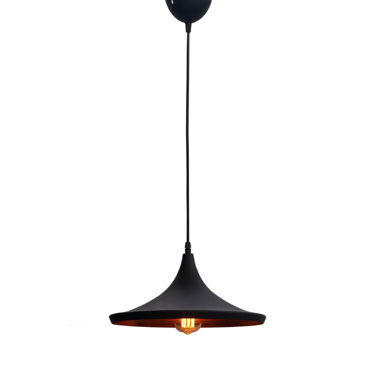 Norwegian Flat Cone Industrial Ceiling Lamp - The Black Steel
