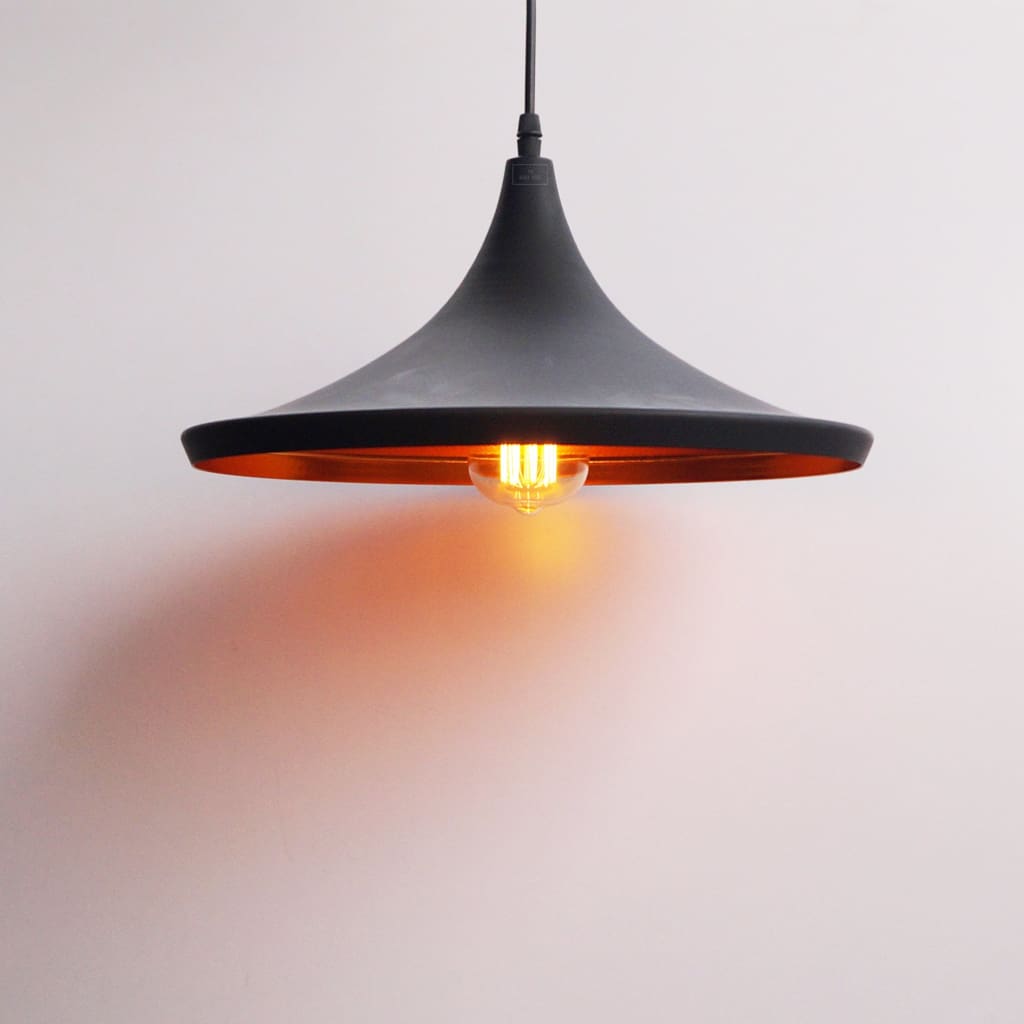 Norwegian Flat Cone Industrial Ceiling Lamp - The Black Steel