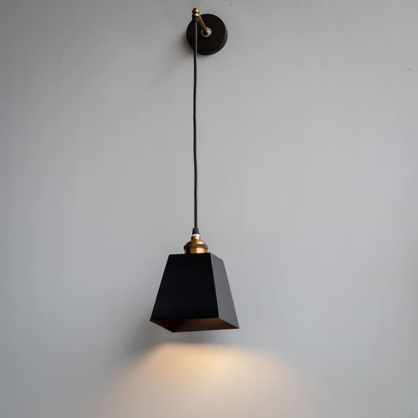 Obsidian Black-Gold Trapezium Metal Wall Hanging Lamp - The Black Steel