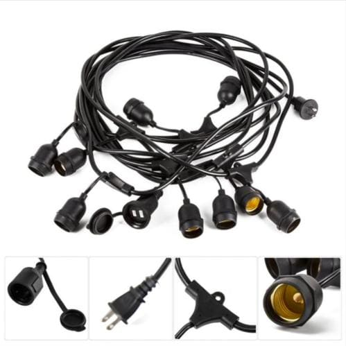 Outdoor Balcony Terrace String Lights - The Black Steel