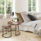 CFR122 Teak Wood and Slim Metal Frame Nesting Tables