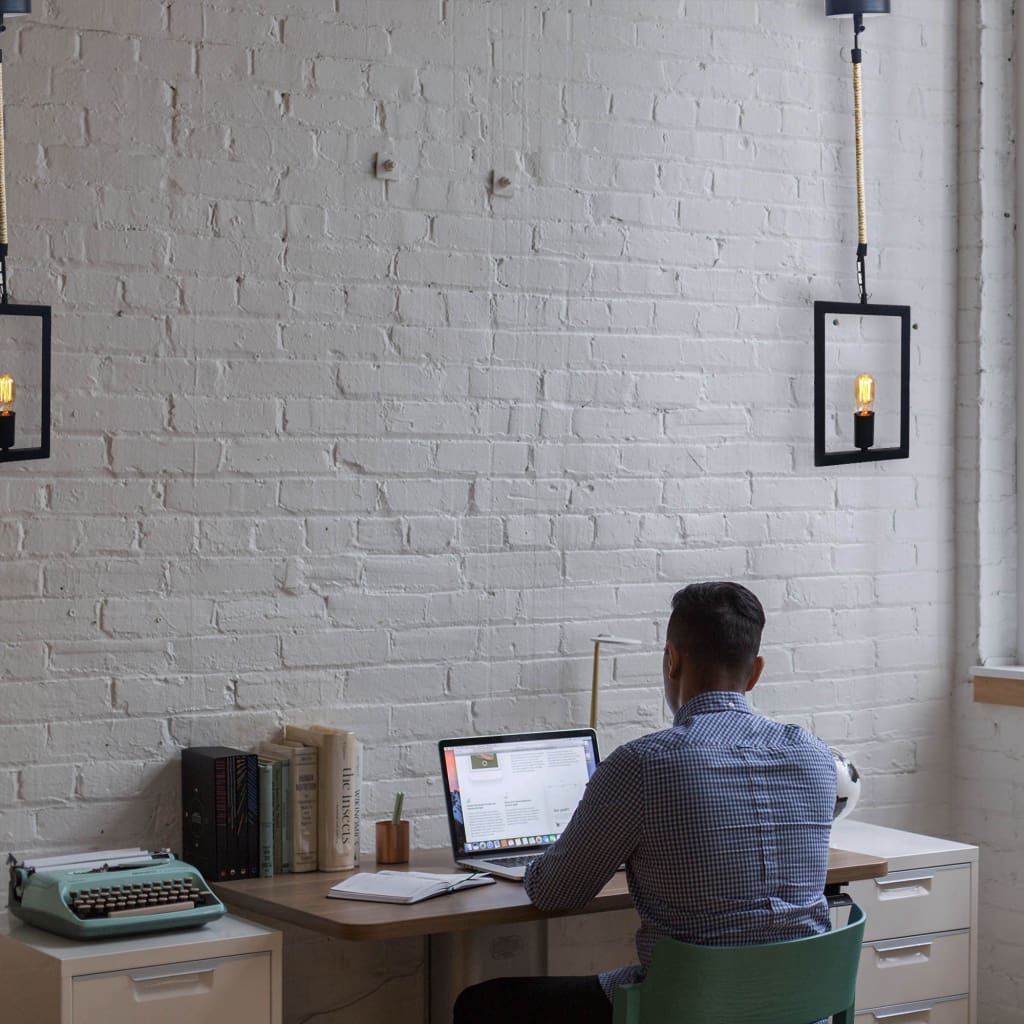 Rectangle Frame Industrial Ceiling Pendant Lighting - The Black Steel