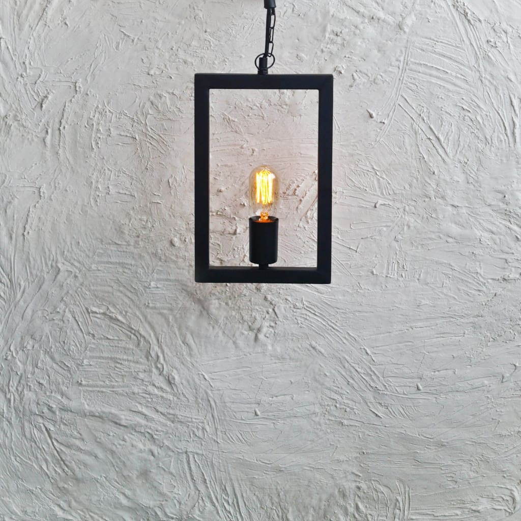 Rectangle Frame Industrial Ceiling Pendant Lighting - The Black Steel