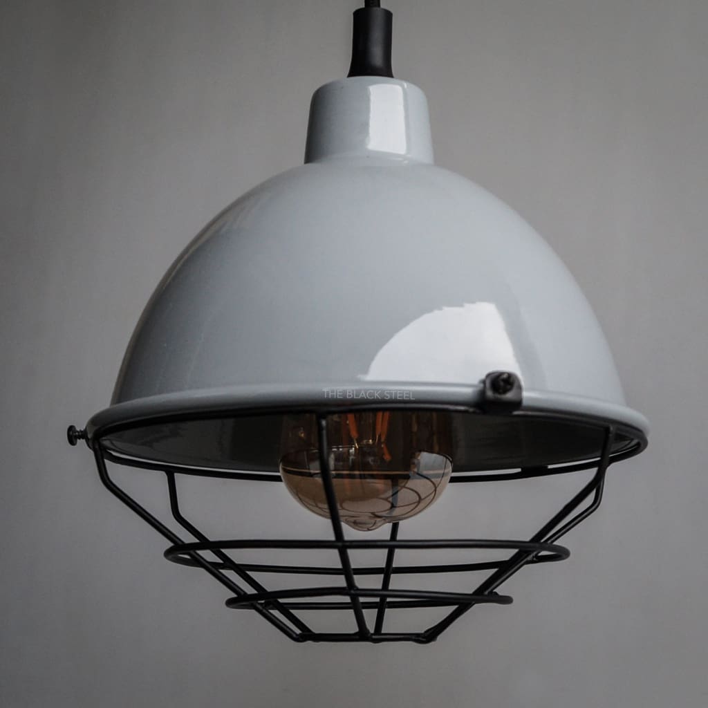 Retro Modern Grey Pendant Industrial Lighting Fixture - The Black Steel
