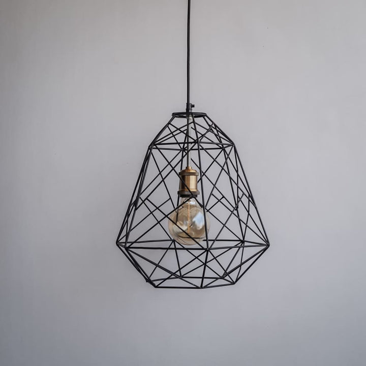 Scandinavian Design Trend - Geometric Industrial Decor Pendant Cage Lamp - The Black Steel