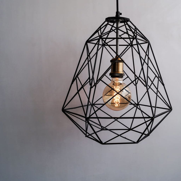 Scandinavian Design Trend - Geometric Industrial Decor Pendant Cage Lamp - The Black Steel
