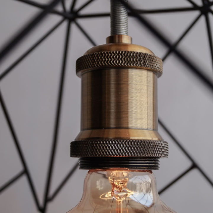 Scandinavian Design Trend - Geometric Industrial Decor Pendant Cage Lamp - The Black Steel