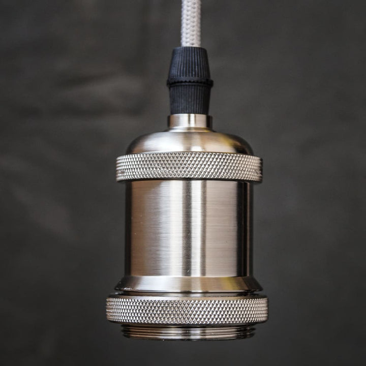 Silver Grey E27 Socket Retro Edison Pendant Light Holder - The Black Steel