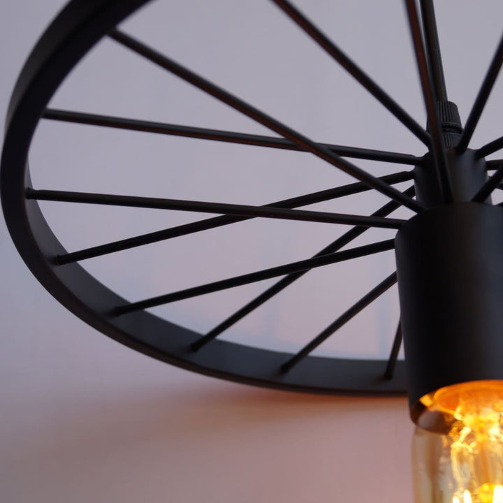 Spoked Wheel Industrial Design Lamp - The Black Steel