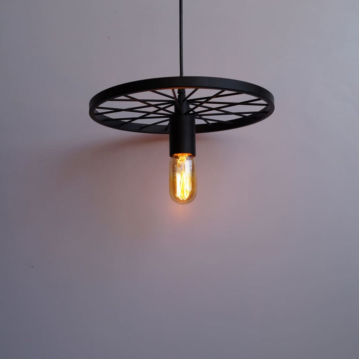 Spoked Wheel Industrial Design Lamp - The Black Steel
