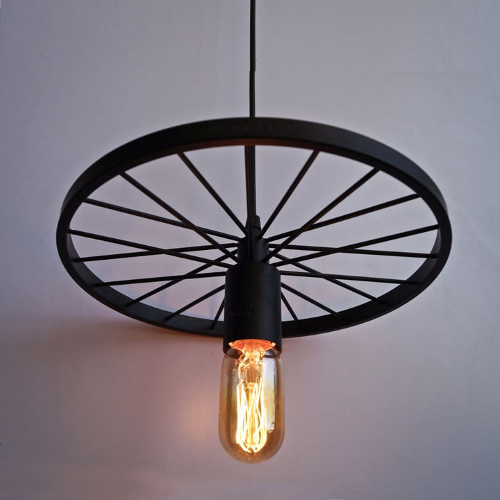 Spoked Wheel Industrial Design Lamp - The Black Steel